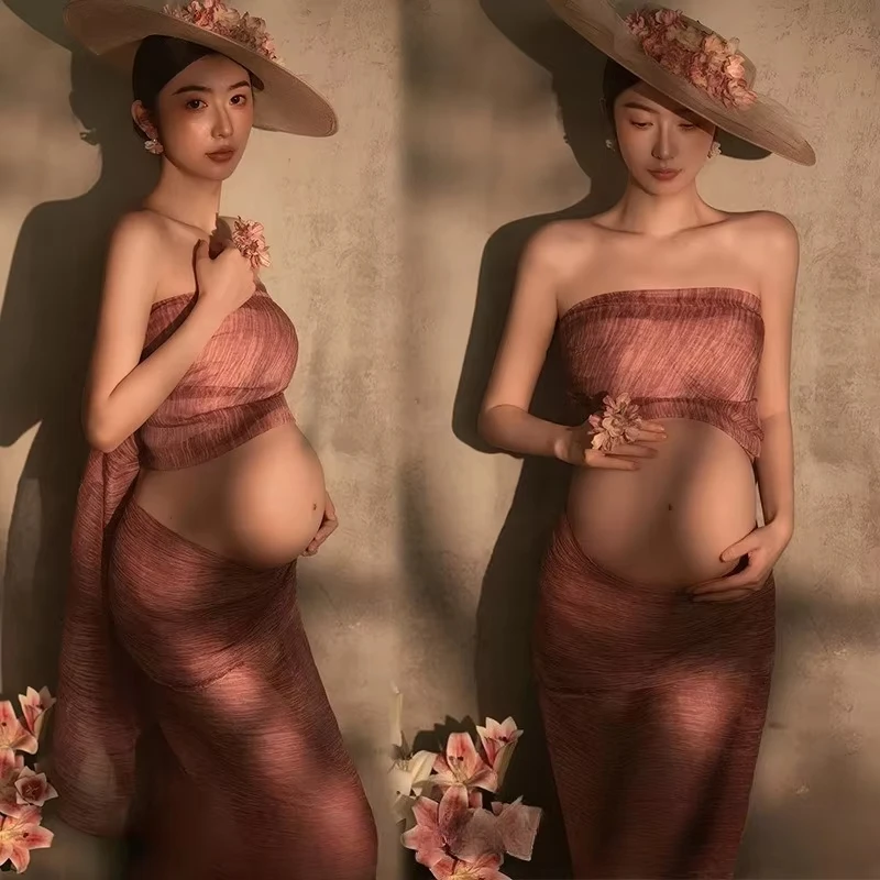 Vestido premamá elegante sin mangas para fotos de estilo retro - imagen 2