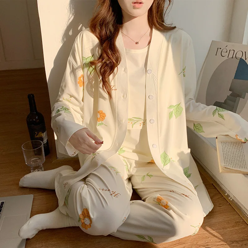 Pijama de lactancia de algodón para embarazadas y maternidad - imagen 5