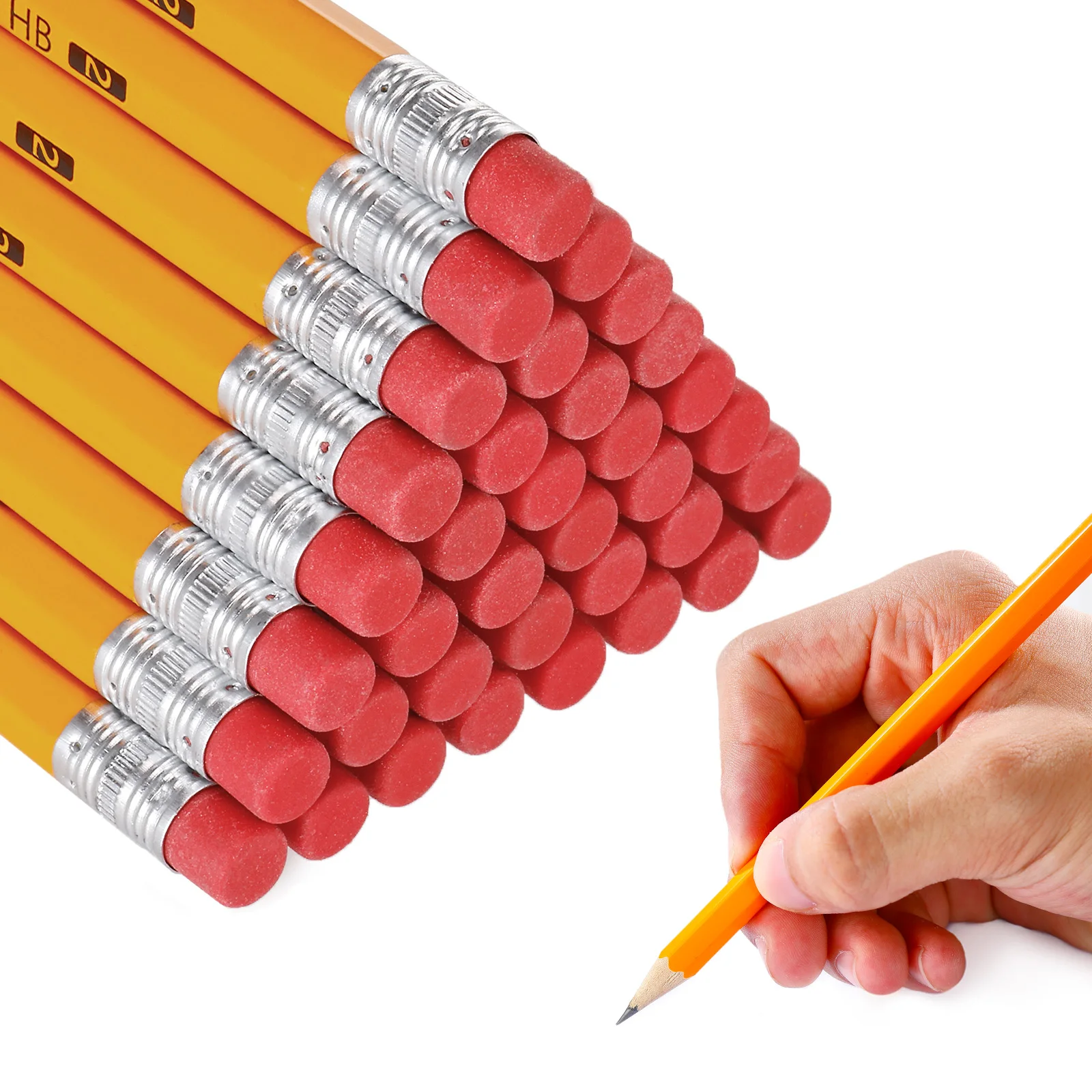 Lápices de madera amarillos con borrador para dibujo escolar - imagen 2