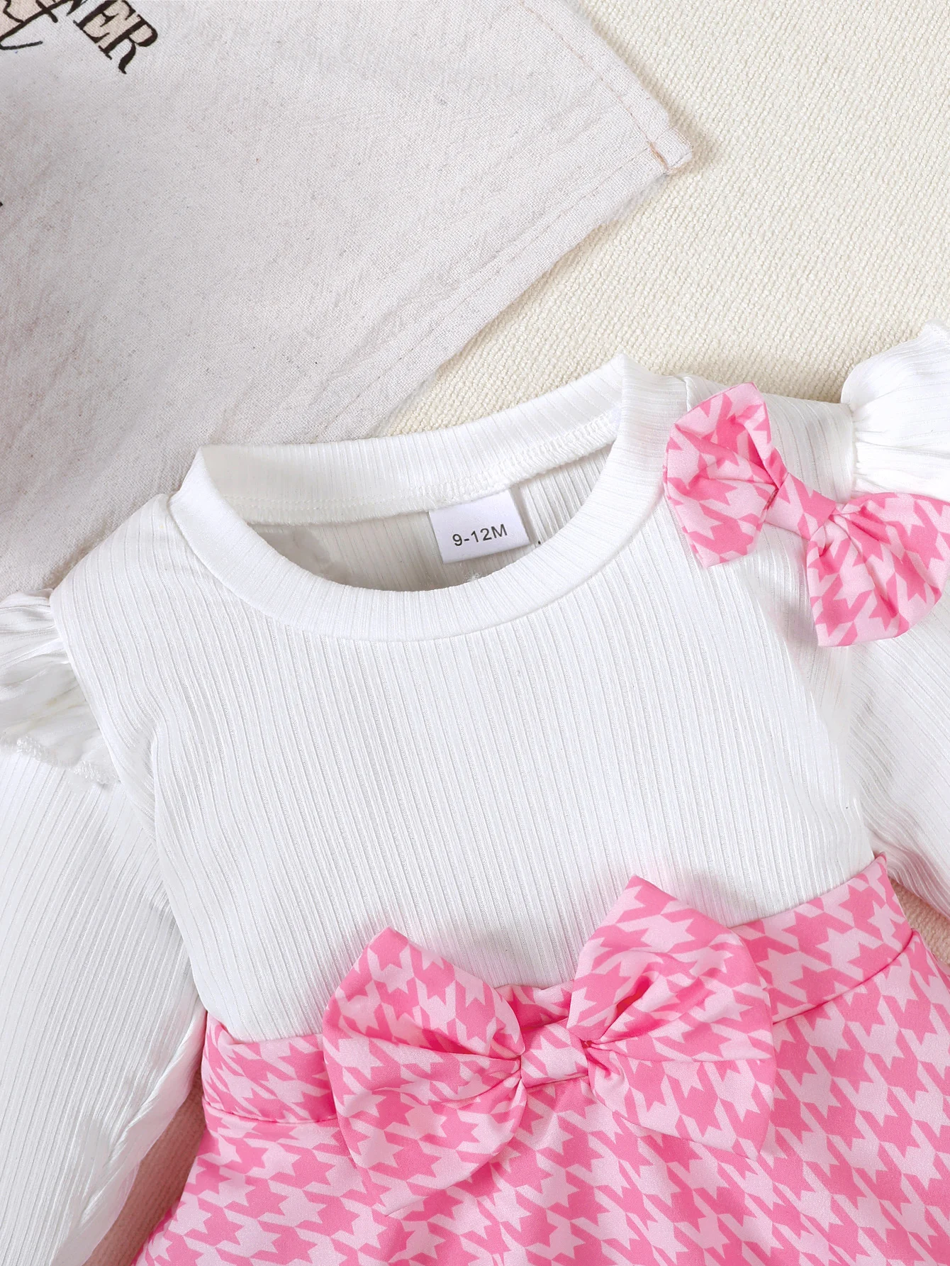 Conjunto bebé niña otoño primavera vestido a cuadros y diadema
