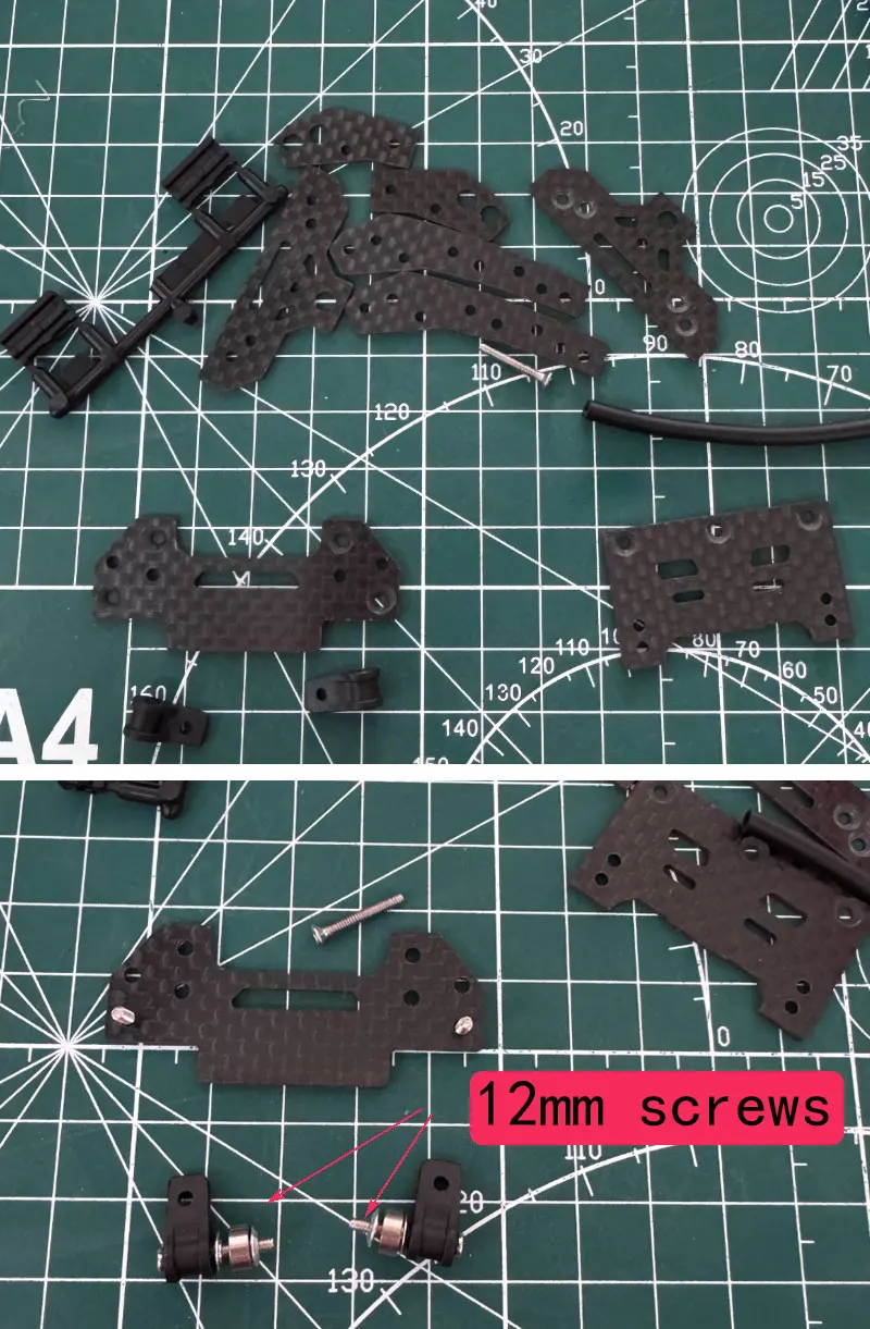 Chasis CNC de carbono para mini 4WD, Swing Fish “V” trasero