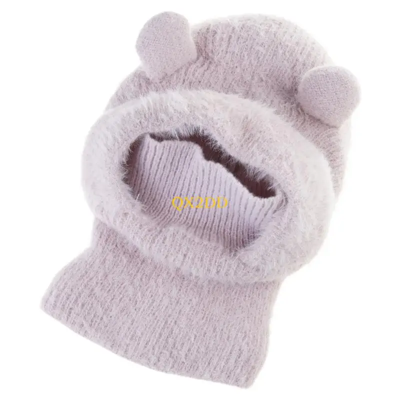 Gorro bufanda infantil con pompón y cobertura
