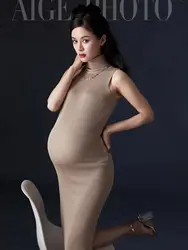 Vestido de punto para embarazo vintage de sesión fotográfica