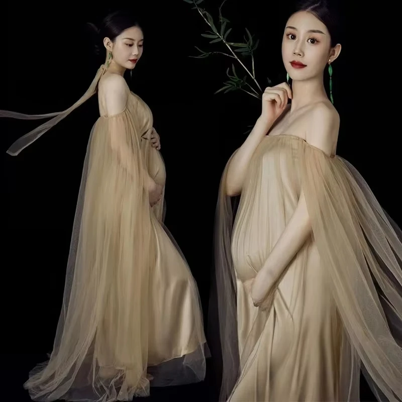 Vestido vintage de maternidad elegante para sesión fotos - imagen 4