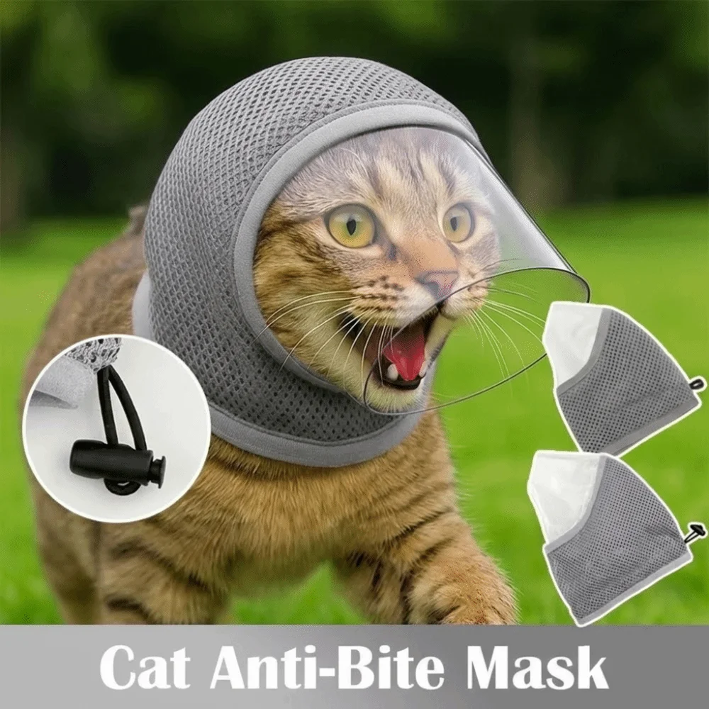 Bozal transparente para gatos con cordón ajustable, mordeduras - imagen 5