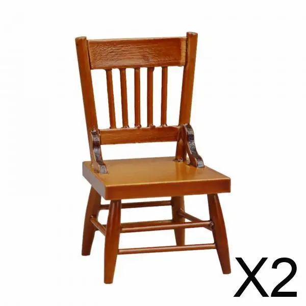 Silla en miniatura de madera para casa de muñecas, estilo clásico