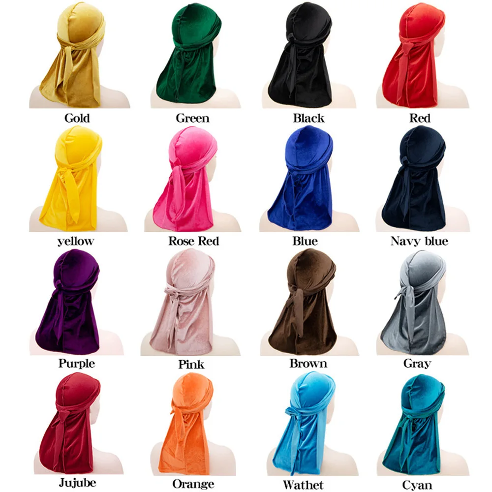 Durag de terciopelo con cola larga