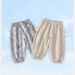 Pantalones de verano anchos ventilados para niños con rayas