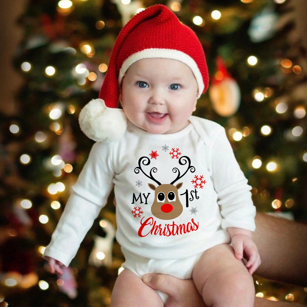 Pelele manga larga primera Navidad con estampado de ciervos - imagen 5