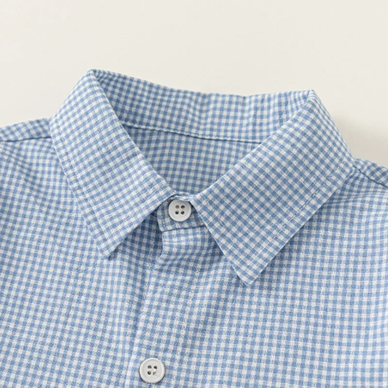 Conjunto de otoño para bebé a cuadros: camiseta, chaleco y pantalón - imagen 5