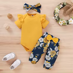 Conjunto neonatal con lazo y diadema para bebé niña