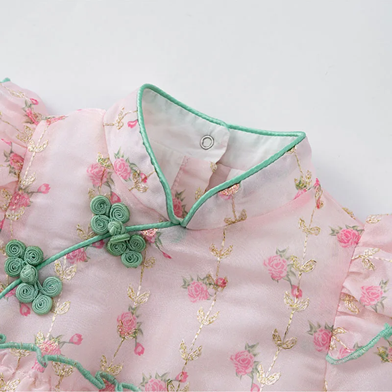 Vestido floral de punto para niña – Manga larga de algodón - imagen 5