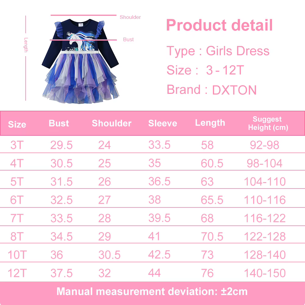 Vestido DXTON con estampado de unicornio y mangas acampanadas