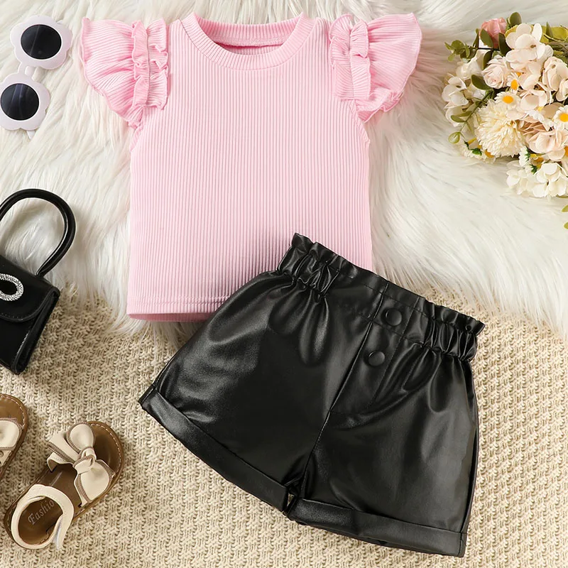 Conjunto de verano para niña blanco: top y pantalón corto - imagen 2
