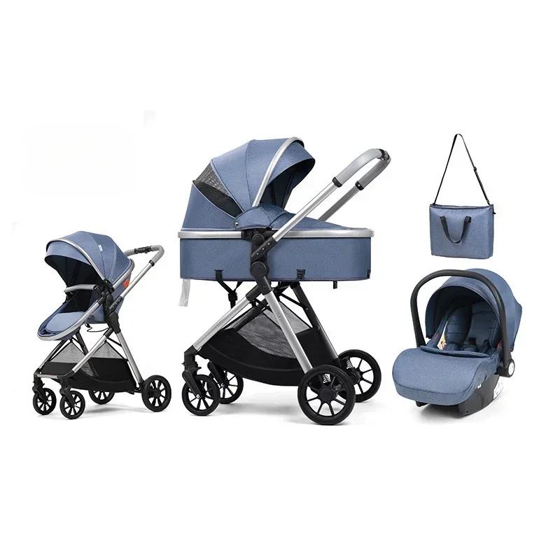 Cochecito de bebé con asiento de coche y bolso para mamá plegado fácil - imagen 3