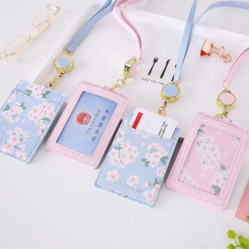 Porta insignias de cuero PU con diseño floral - clip para cordón - imagen 5