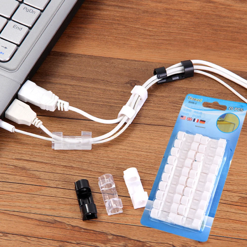 Organizador de cables con clips autoadhesivos para escritorio - imagen 3