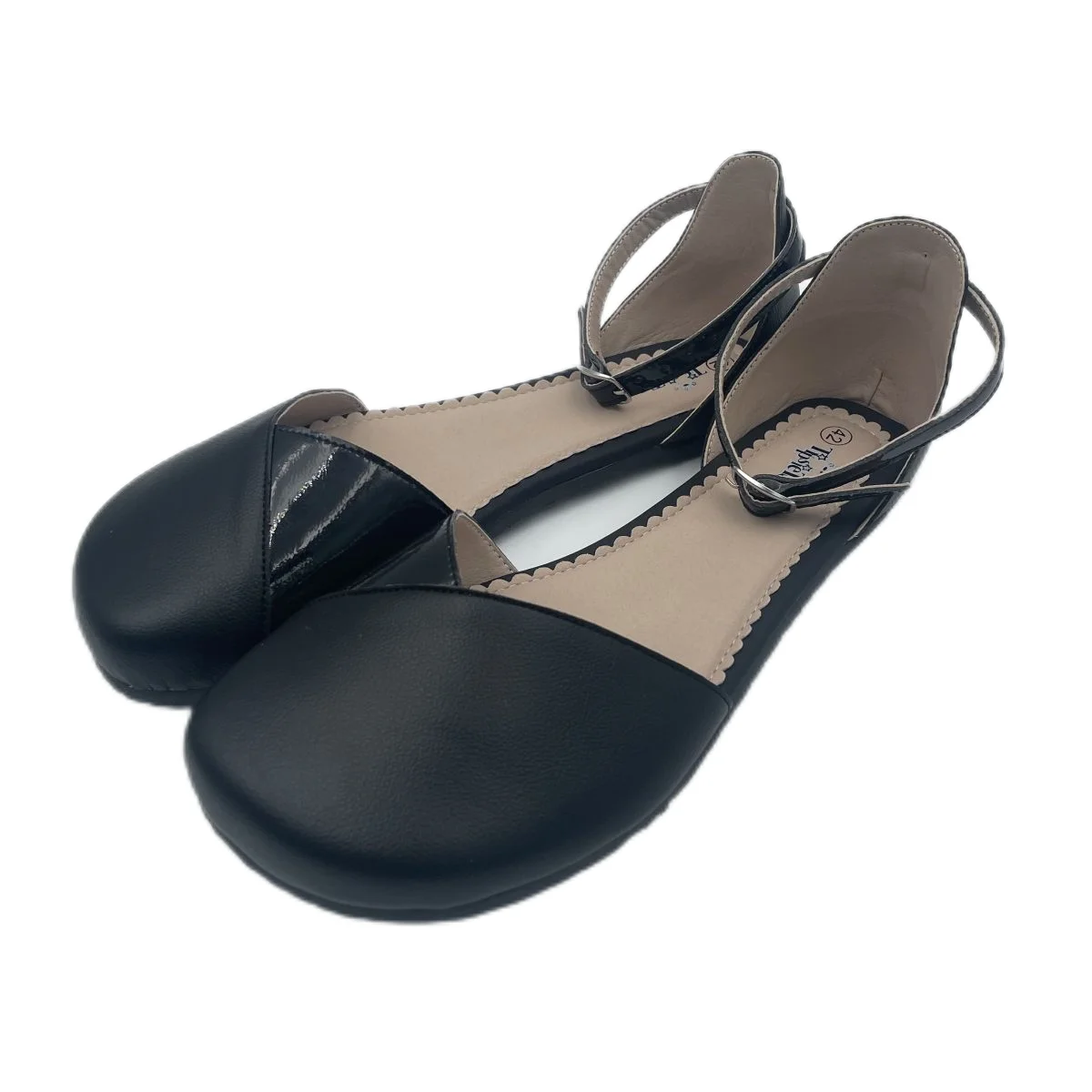 Tipsietoes Sandalias planas de cuero genuino para pie ancho, ligeras - imagen 2