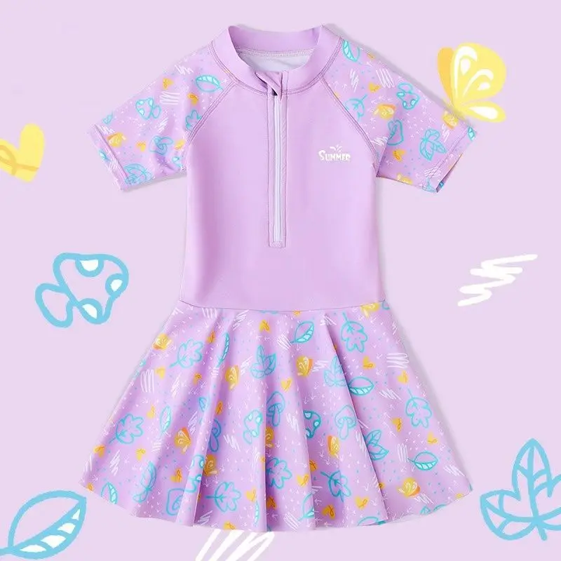 Traje de baño princesa para niñas con estampado veraniego bonito - imagen 4