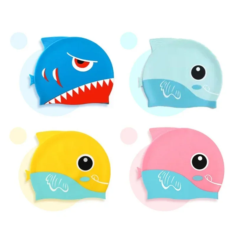 Gorro de natación silicona forma tiburón – protege orejas bebés niños - imagen 3