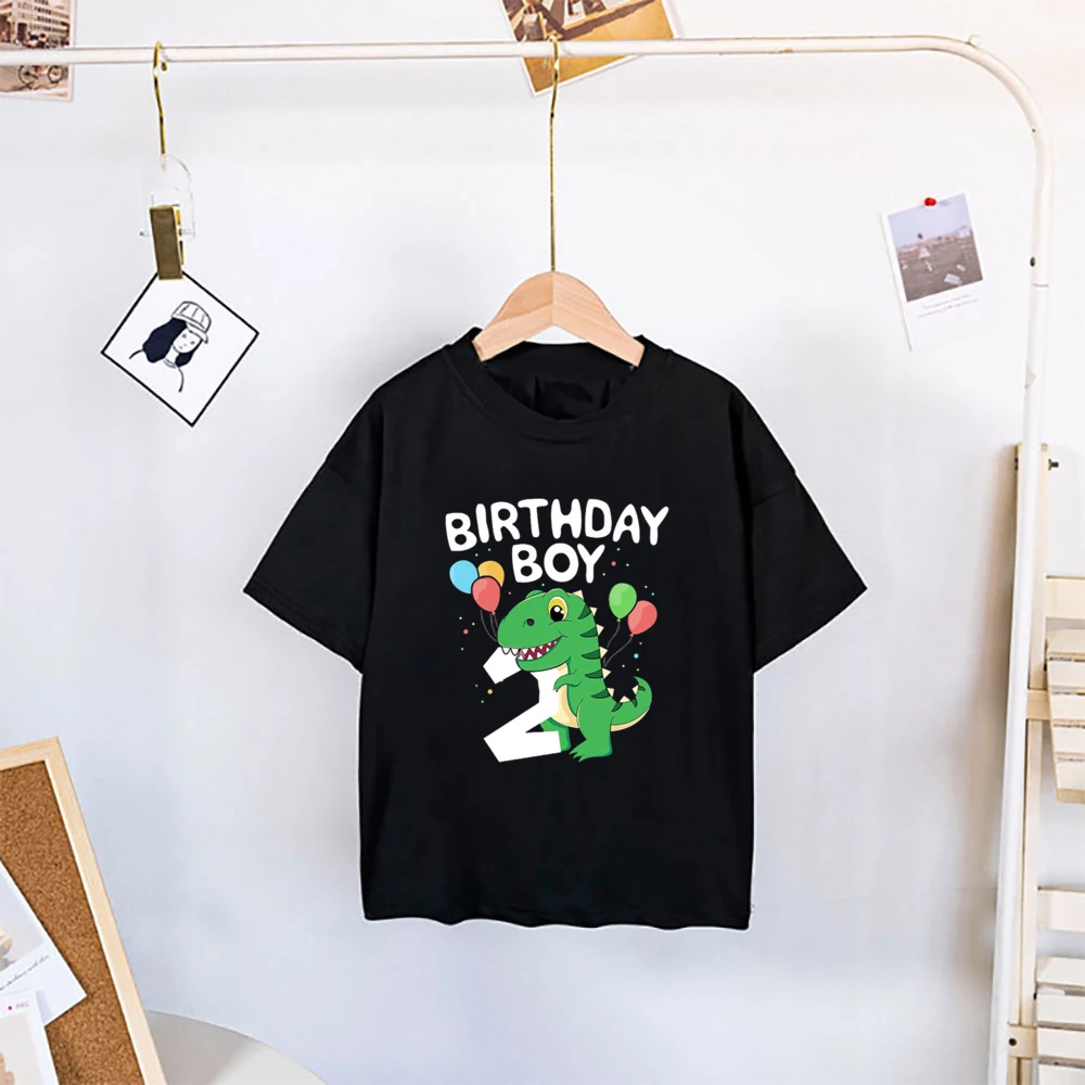 Camiseta dinosaurio de cumpleaños para niños - Manga corta colorida - imagen 3