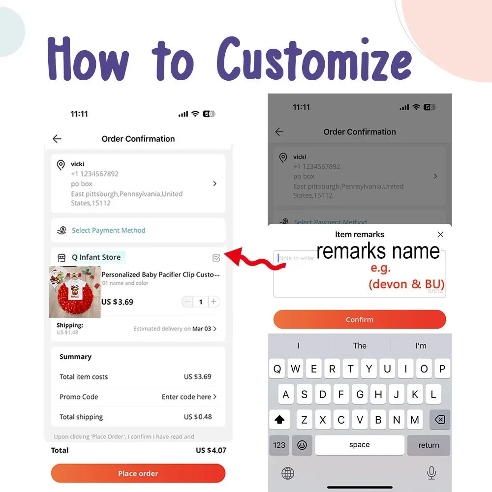 Detalle de personalización en el body