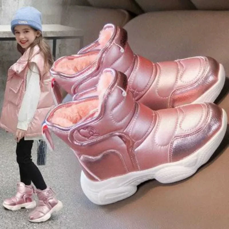 Botas de nieve acolchadas impermeables para niños en invierno - imagen 5
