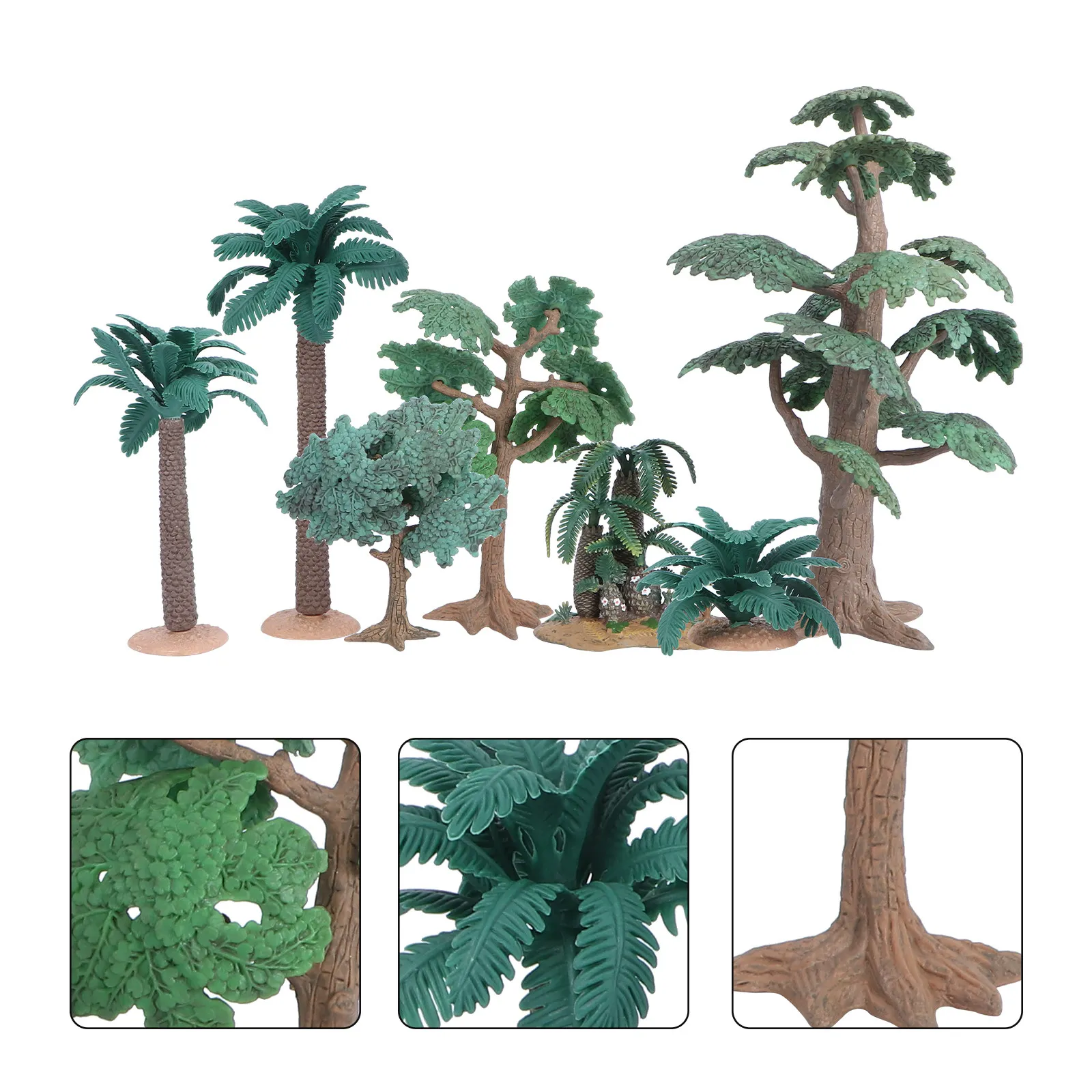 Set de adornos de árboles en miniatura, detalle verde