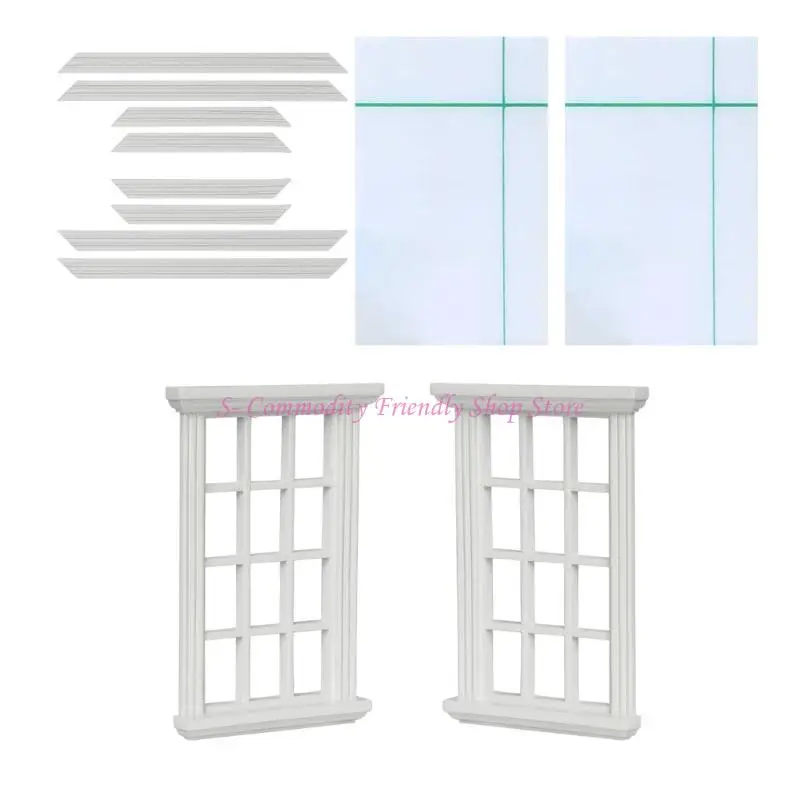 Ventana en miniatura de madera para casa de muñecas, fácil montaje - imagen 5