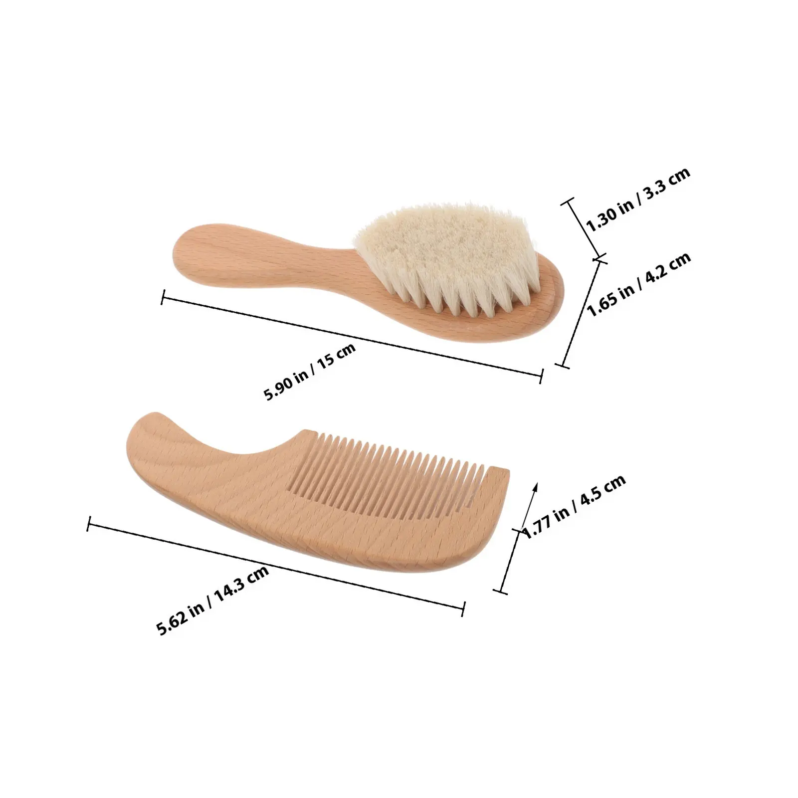 Set cepillo y peine de madera para bebé – cerdas suaves para baño - imagen 2