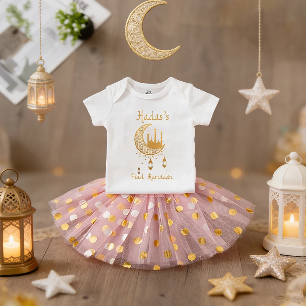 Conjunto primer Ramadán niña con vestido tutú y mameluco recién nacido - imagen 5