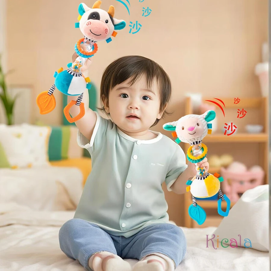 Sonajero bebé en espiral sensorial con mordedor de peluche animal - imagen 2
