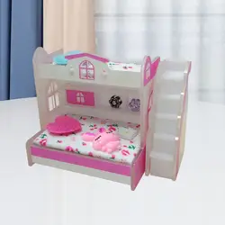 Cama litera para casa de muñecas en miniatura, juguete infantil