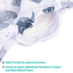 ALVABABY Pañal de tela con inserto de bambú para recién nacido