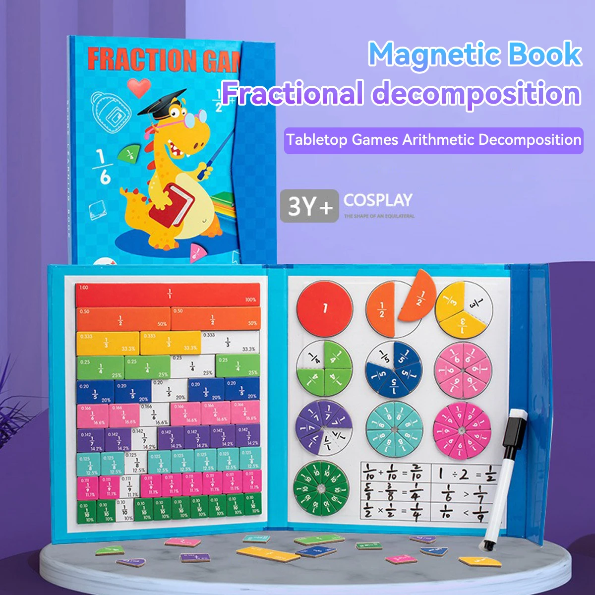 Disco de fracción magnética infantil, juguete educativo de aprendizaje - imagen 3