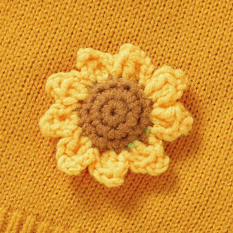 Cárdigan de punto manga larga para bebé niña otoño - Estilo girasol 3D - imagen 3