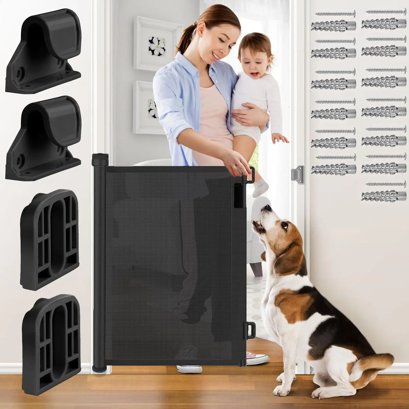 Puerta de seguridad infantil para escaleras con kit de montaje