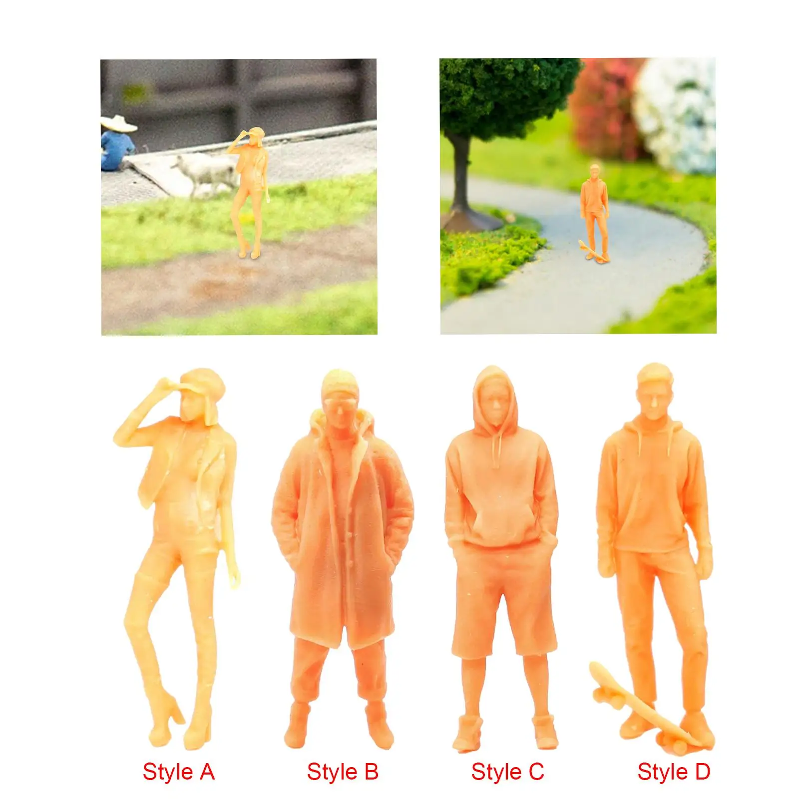 1/64 Scale Figures for Miniature Scenes, Tiny People Resin Models for Diorama and Garden