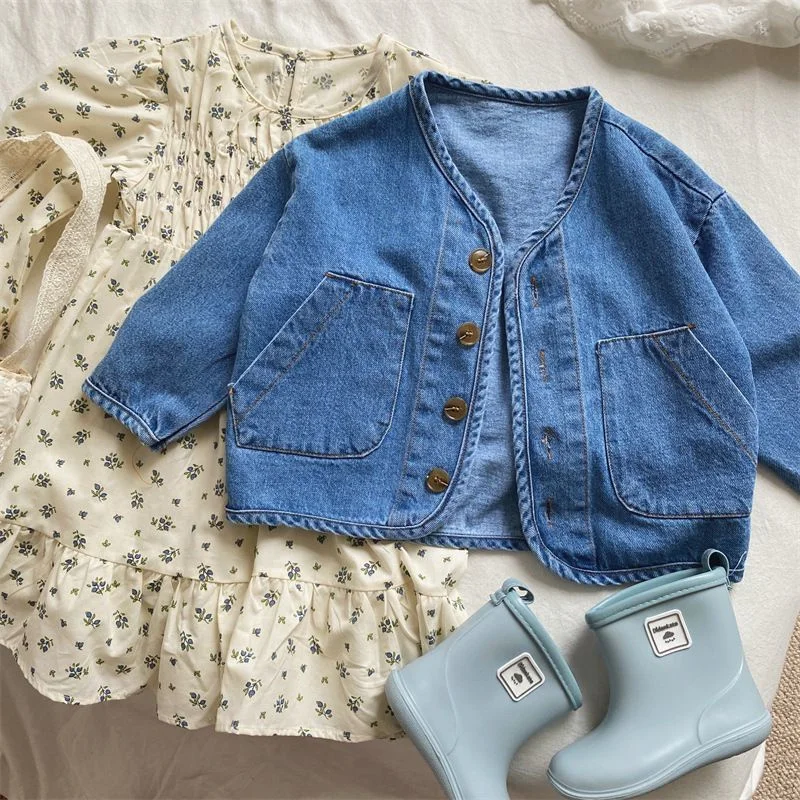 Chaqueta vaquera infantil de primavera con botones y cárdigan - imagen 5