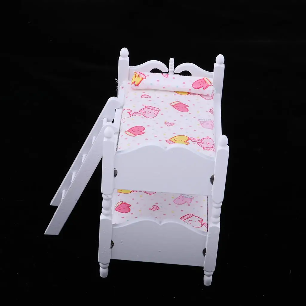 Cama litera de madera para casa de muñecas, dormitorio en miniatura - imagen 2