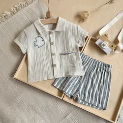 Conjunto verano bebé: camiseta de algodón fina y pantalón corto