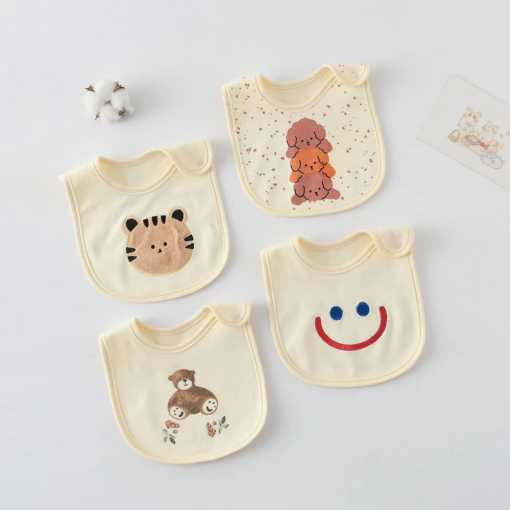 Babero impermeable forma U para bebé – Algodón suave, dibujos