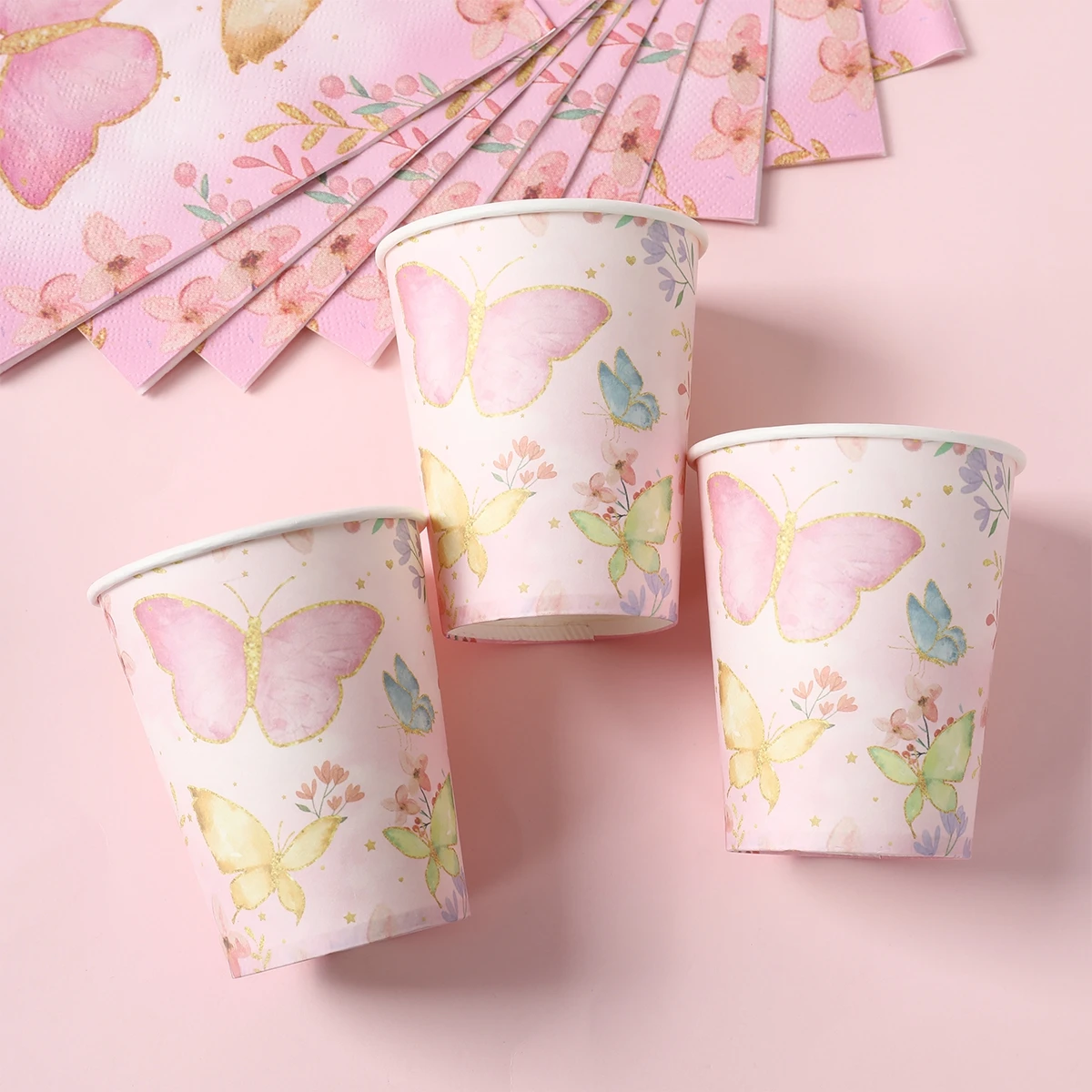 Vajilla desechable con mariposas para fiestas de bebé - imagen 4