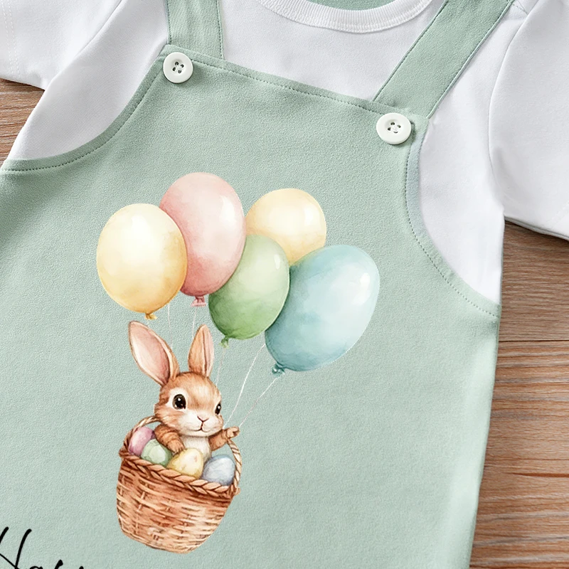 Pelele bebé recién nacido conejito Pascua, huevos y cesta, manga corta - imagen 2