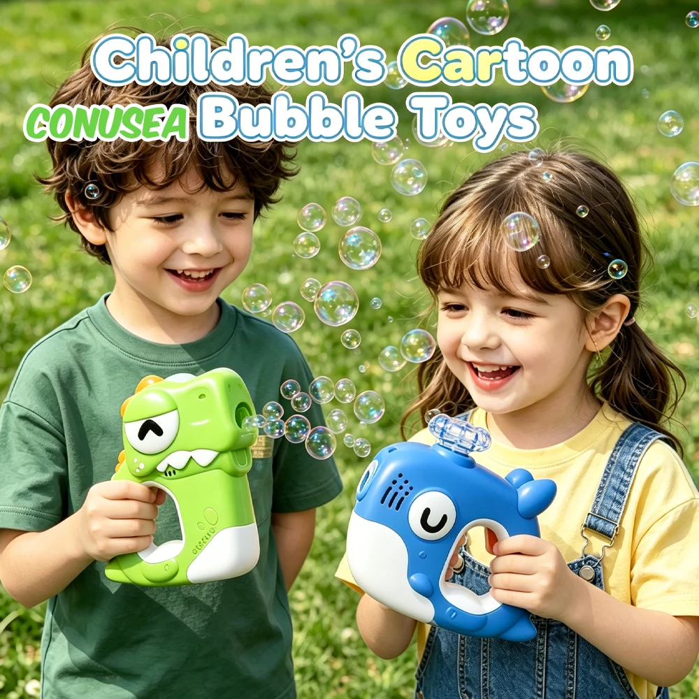 Máquina de burbujas con jabón dinosaurio para niños
