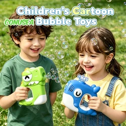 Máquina de burbujas con jabón dinosaurio para niños