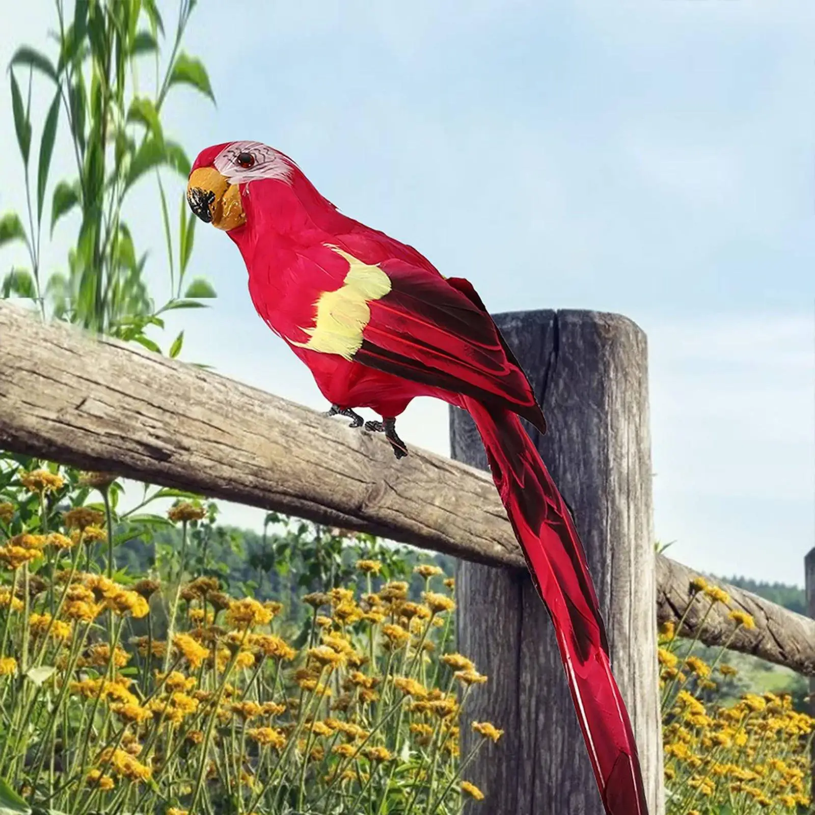 Figura decorativa de pájaro para jardín, plumas realistas y fijación - imagen 3