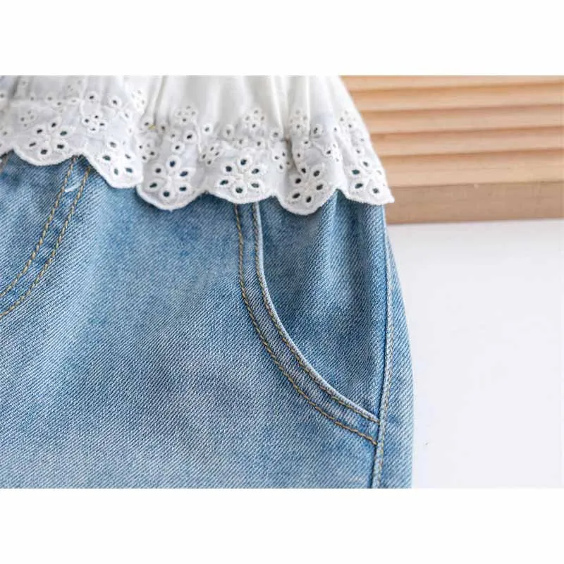 Vaqueros con encaje para niña – Pantalón suelto con cordón - imagen 5