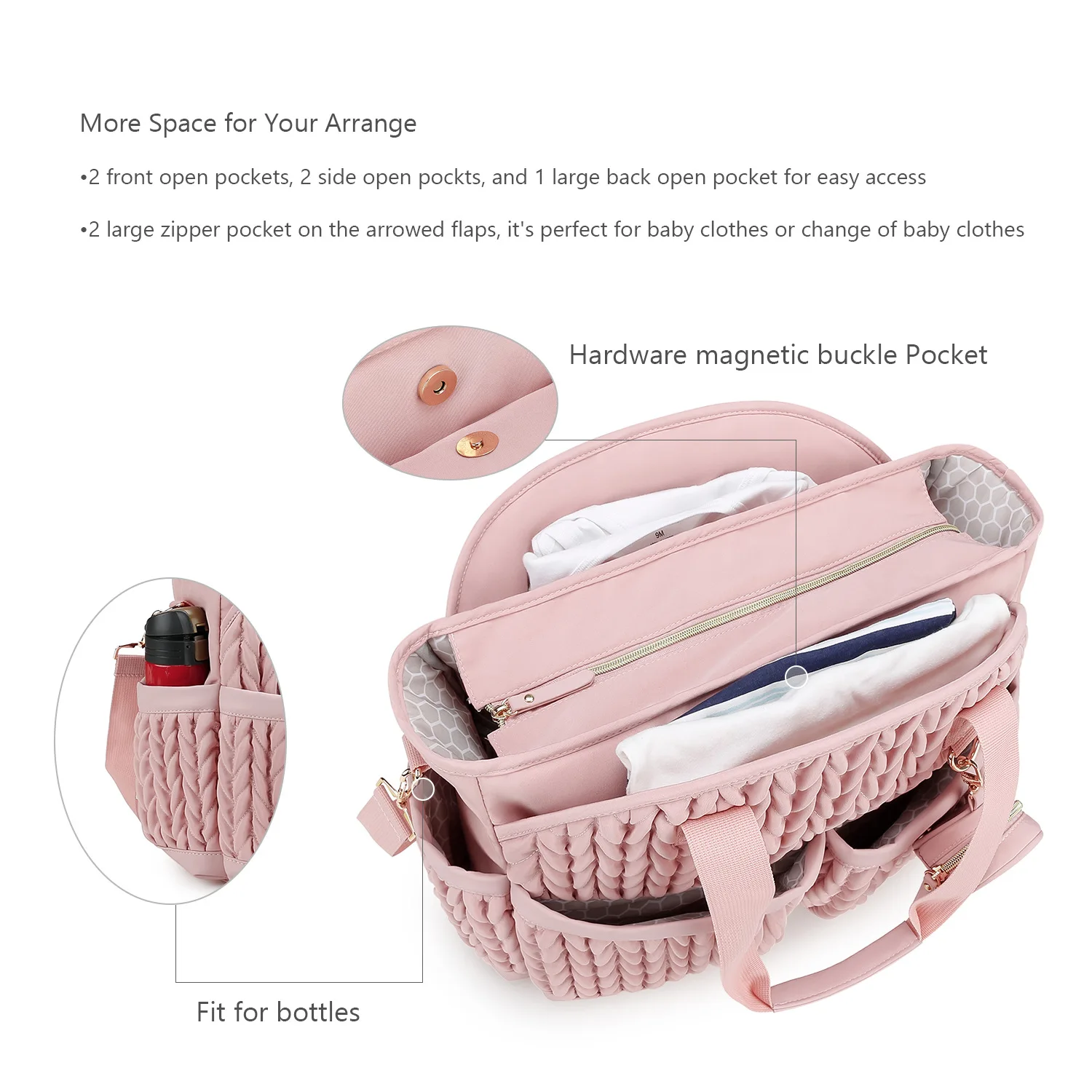 Bolsa para pañales acolchada impermeable con bandolera de viaje - imagen 5