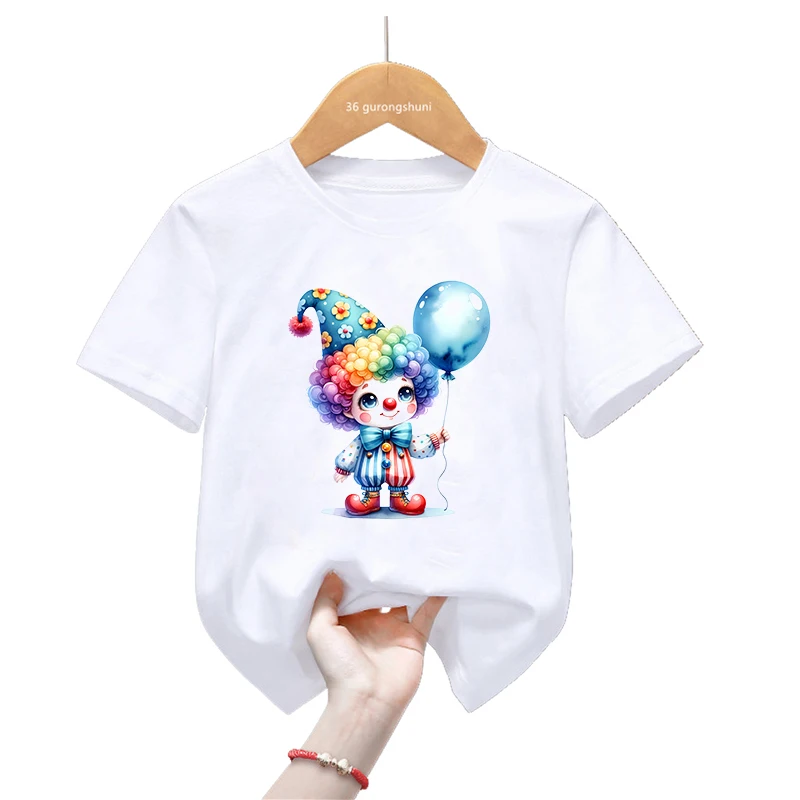 Camiseta infantil payaso acuarela - manga corta veraniega kawaii - imagen 3